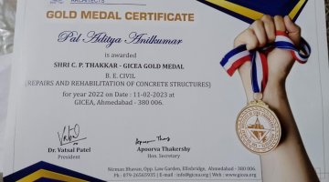 Gold Medal conferred to Aditya Pal by GICEA