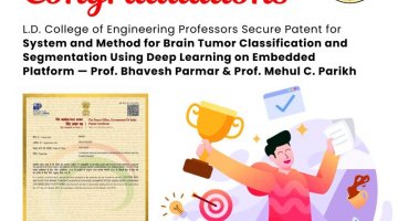 Congratulations to Prof. Bhavesh Parmar and Prof. Mehul Parikh for securing patent on his innovation